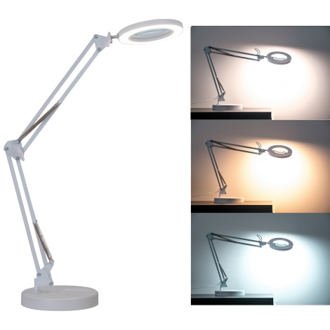 Brilagi - Светодиодная настольная лампа с регулированием яркости и увеличительным стеклом LENS LED/12W/5V 3000/4200/6000K белый
