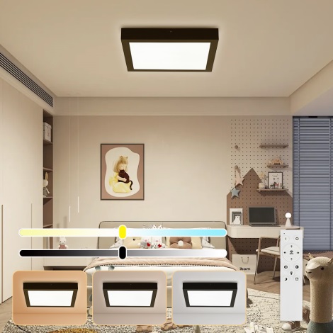Brilagi - Светодиодный потолочный светильник с регулированием яркости для ванной комнаты FRAME SMART LED/24W/230V 3000-6000K IP44 черная + дистанционное управление