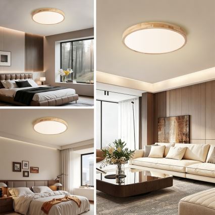 BRILAGI - димований LED стельовий світильник WOODLINE LED/72W/230V 3000-6000K дуб, діаметр 60 см + пульт дистанційного керування