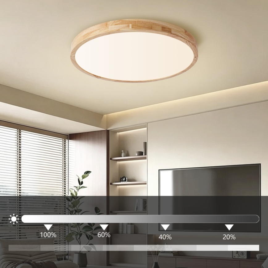 BRILAGI - димований LED стельовий світильник WOODLINE LED/72W/230V 3000-6000K дуб, діаметр 60 см + пульт дистанційного керування