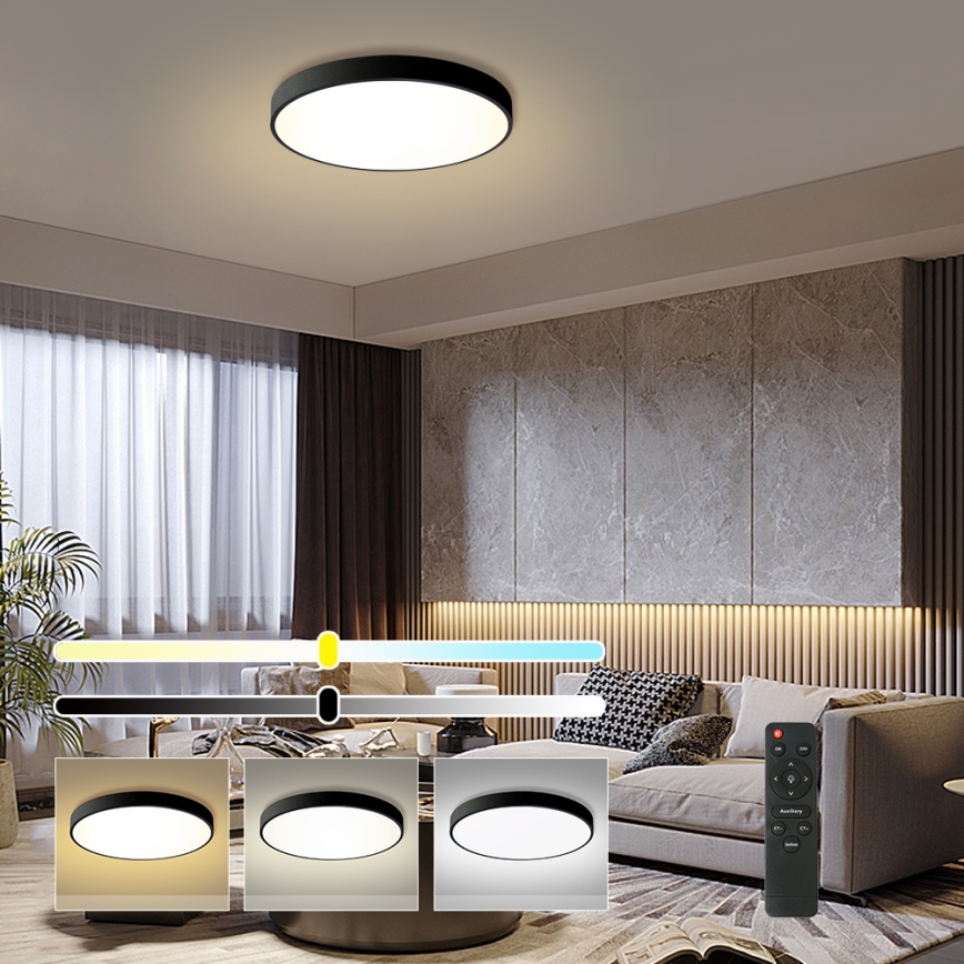 Brilagi - Потолковий світильник з регулюванням яскравості POOL LED/60W/230V 3000-6000K, діаметр 60 см, чорний + дистанційний пульт