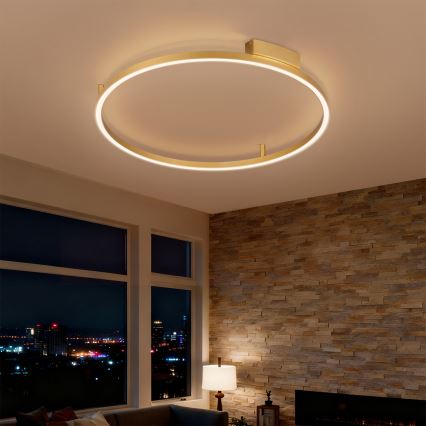 Brilagi - Димований LED стельовий світильник PORTOFINO LED/60W/230V 3000-6000K діам. 80 cm золотий + пульт дистанційного керування