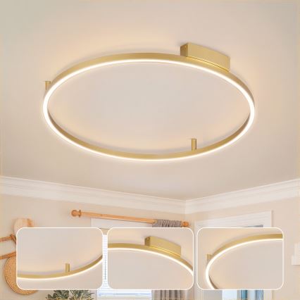 Brilagi - Димований LED стельовий світильник PORTOFINO LED/60W/230V 3000-6000K діам. 80 cm золотий + пульт дистанційного керування