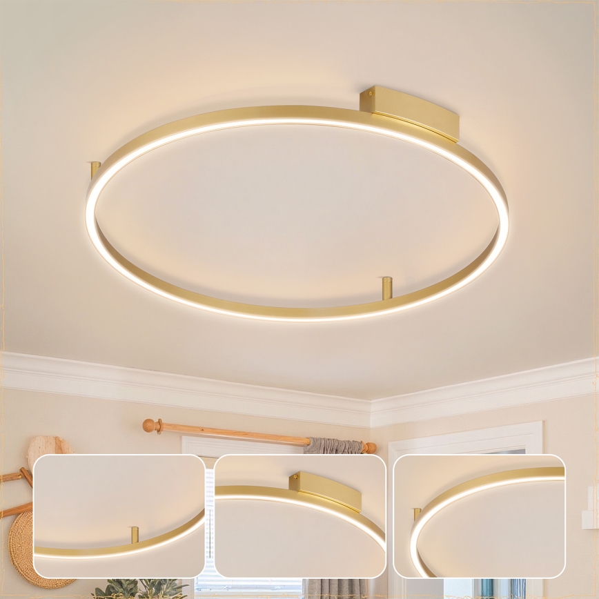 Brilagi - Димований LED стельовий світильник PORTOFINO LED/60W/230V 3000-6000K діам. 80 cm золотий + пульт дистанційного керування