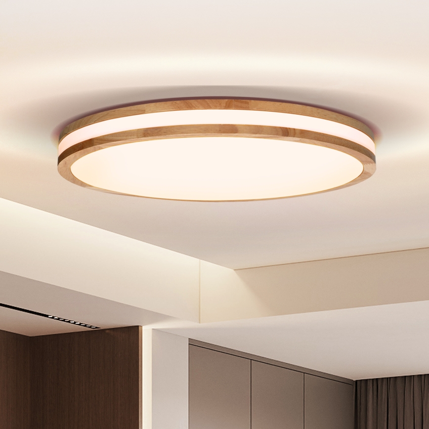 Brilagi - LED стельовий світильник MOLINA з регулюванням яскравості LED/60W/230V 3000-6500K дуб діам. 58 см + пульт дистанційного керування