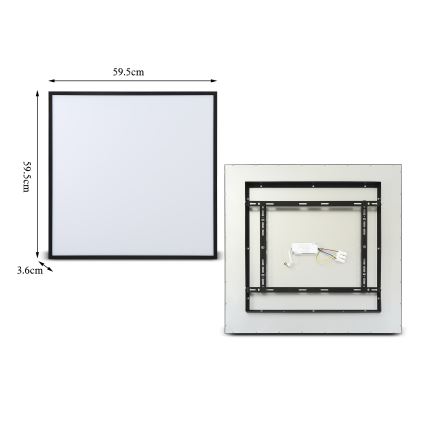 Brilagi - LED затемнюваний стельовий світильник SLIMFRAME LED/58W/230V 60x60 cm 3000-6000K чорний + пульт дистанційного керування