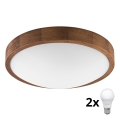 Brilagi - Світильник стельовий LED CARVALHO SLIM 2xE27/60W/230V дуб вишня діаметр 37 см