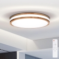 Brilagi - Світильник стельовий світлодіодний димований MOLINA LED/48W/230V 3000-6500K дуб діам. 38 см + дистанційне керування