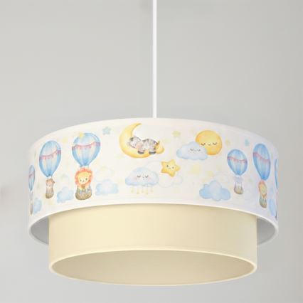 Brilagi - LED дитяча підвісна люстра BOBO на шнурі 1xE27/60W/230V, діаметр 40 см, біла/бежева/з малюнком тваринок