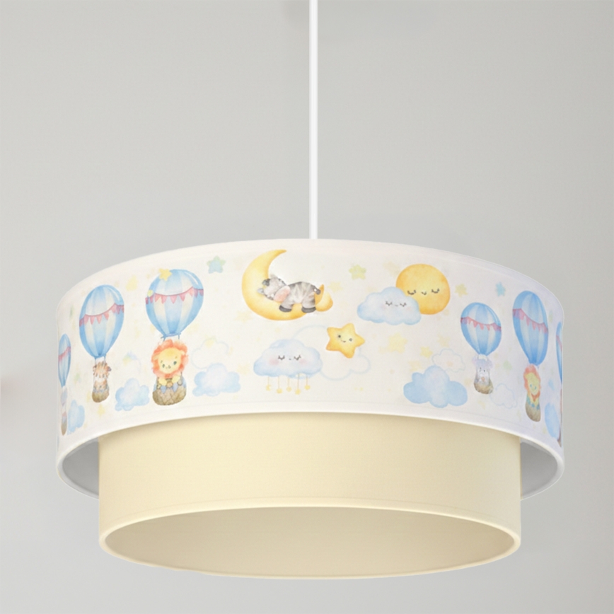 Brilagi - LED дитяча підвісна люстра BOBO на шнурі 1xE27/60W/230V, діаметр 40 см, біла/бежева/з малюнком тваринок