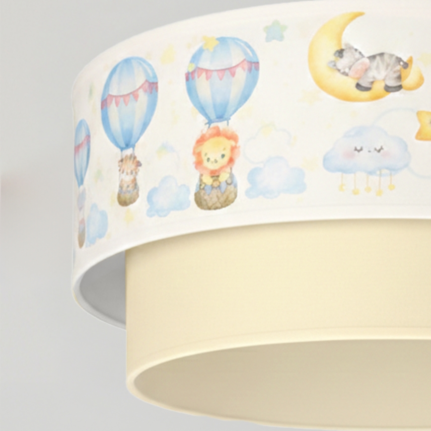 Brilagi - LED дитяча підвісна люстра BOBO на шнурі 1xE27/60W/230V, діаметр 40 см, біла/бежева/з малюнком тваринок