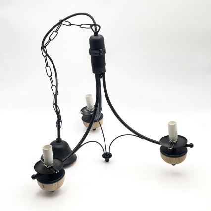 Брілагі - світлодіодна люстра на ланцюгу КОТТЕДЖ 3xE14/40W/230V дуб/чорний/димчасто-бежевий