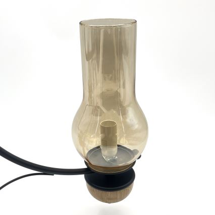 Брілагі - світлодіодна люстра на ланцюгу КОТТЕДЖ 3xE14/40W/230V дуб/чорний/димчасто-бежевий