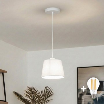 Брілагі - світлодіодна люстра на тросі ЦЕРІА 1xE27/40W/230V діам. 20,5 см біла