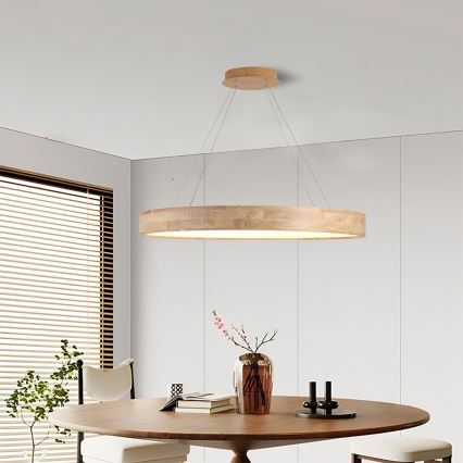 Brilagi - LED-люстра на тросі FALCON WOOD, 60 Вт, 230 В, 3000/4000/6000 К, діаметр 80 см, дерев'яна