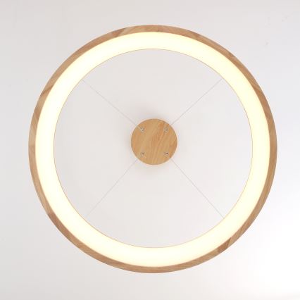 Brilagi - LED-люстра на тросі FALCON WOOD, 60 Вт, 230 В, 3000/4000/6000 К, діаметр 80 см, дерев'яна