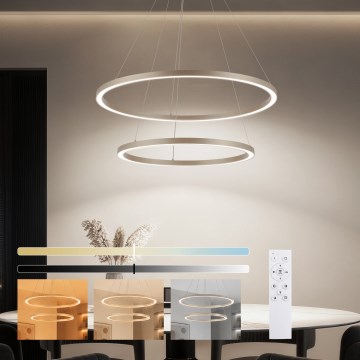 Brilagi - світлодіодна люстра на тросі PORTOFINO з регулюванням яскравості LED/98W/230V 3000-6000K, діаметр 80 см, бежева + пульт дистанційного керування