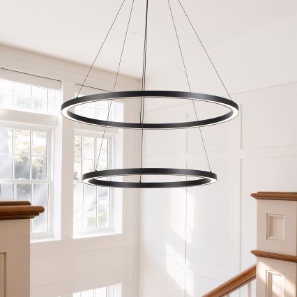 Brilagi - LED люстра з регулюванням яскравості на тросі PORTOFINO LED/98W/230V 3000-6000K діаметр 80 cm чорна + пульт дистанційного керування