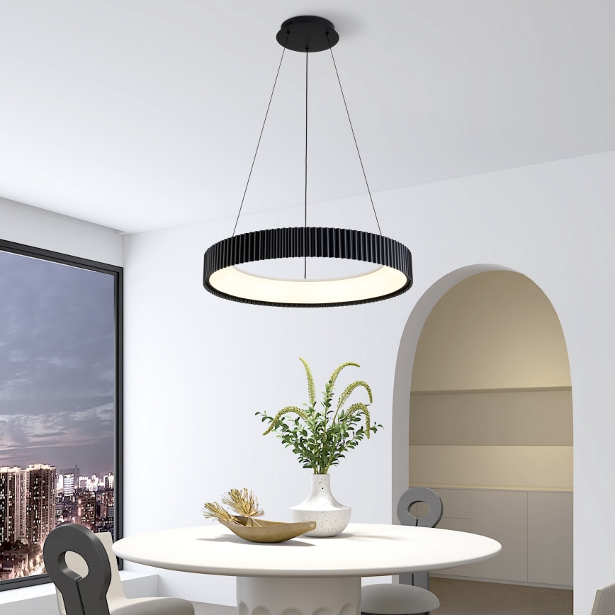 Brilagi - LED затемнювана підвісна люстра на тросі FALCON MODERN, 54 Вт, 230 В, 3000–6500 К, діаметр 60 см, чорна + пульт дистанційного керування