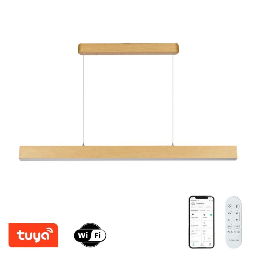 Brilagi - диммерна LED-люстра SLEEKLINE SMART LED/40W/230V Wi-Fi Tuya дубовий декор + пульт дистанційного керування