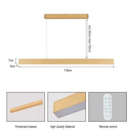 Brilagi - диммерна LED-люстра SLEEKLINE SMART LED/40W/230V Wi-Fi Tuya дубовий декор + пульт дистанційного керування