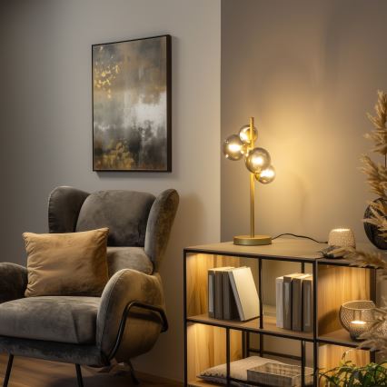 Brilagi - Світлодіодна настільна лампа MILLA 4xG9/3W/230V золотий/димчастий