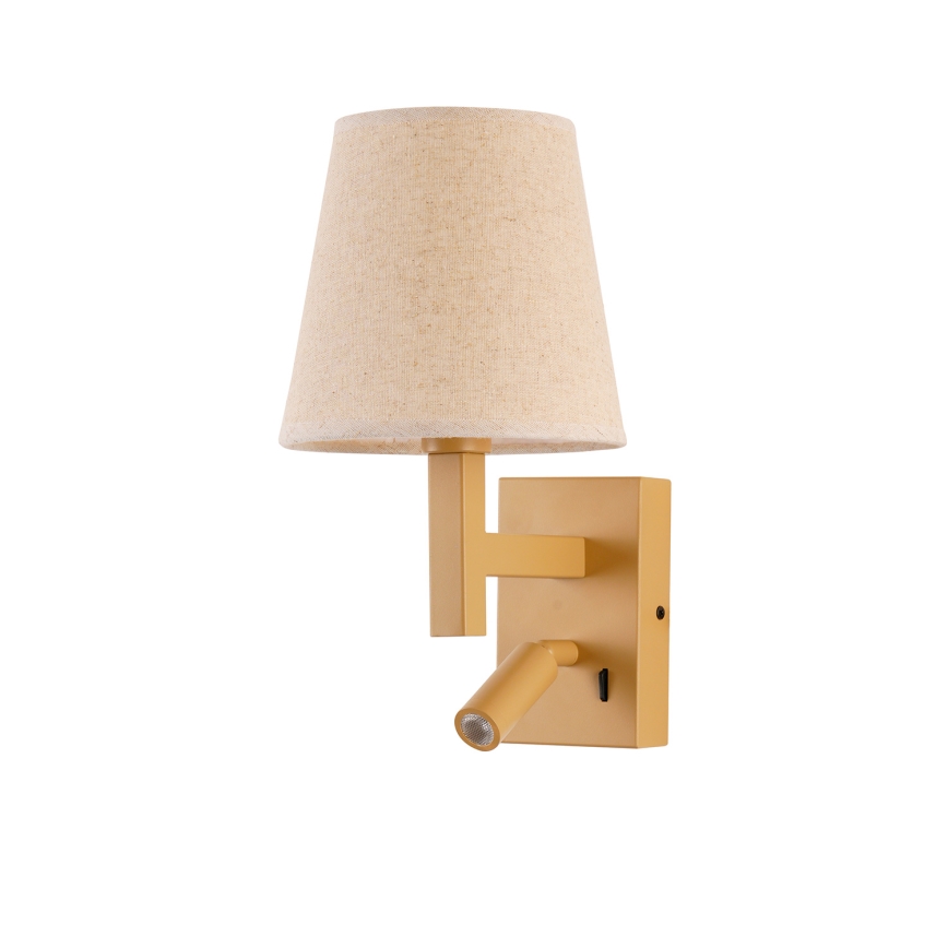 Brilagi - Світлодіодна настінна лампа DEYA 1xE14/40W/230V + LED/3W льон/золотий