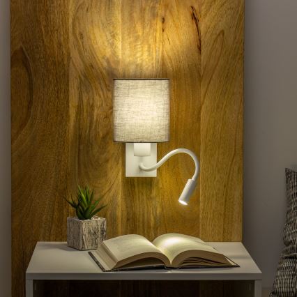 Brilagi - LED Гнучка настінна лампа NUBILA 1xE27/25W/230V + LED/3W білий/антрацит