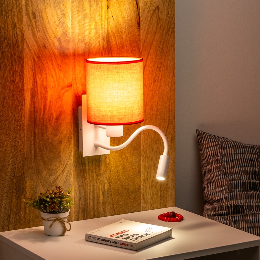 Brilagi - LED Гнучка настінна лампа NUBILA 1xE27/25W/230V + LED/3W білий/червоний
