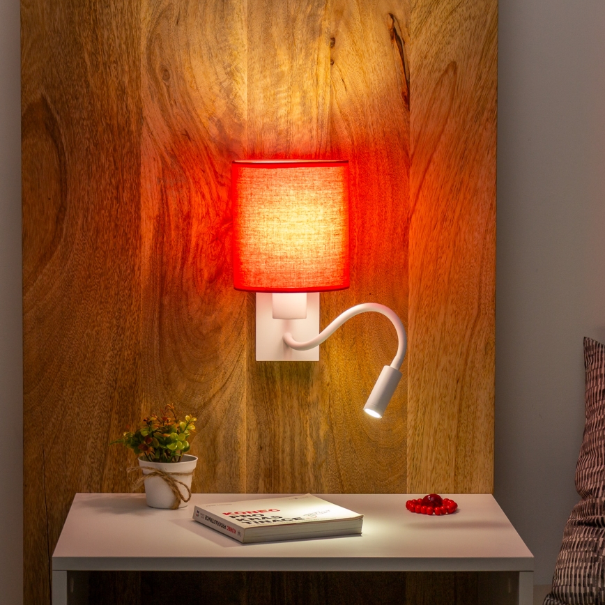 Brilagi - LED Гнучка настінна лампа NUBILA 1xE27/25W/230V + LED/3W білий/червоний