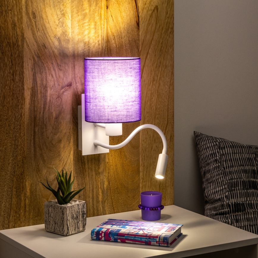 Brilagi - LED Гнучка настінна лампа NUBILA 1xE27/25W/230V + LED/3W білий/фіолетовий