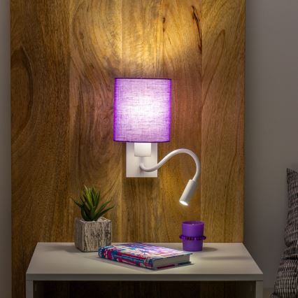 Brilagi - LED Гнучка настінна лампа NUBILA 1xE27/25W/230V + LED/3W білий/фіолетовий
