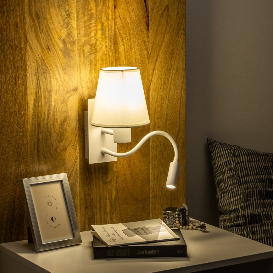 Brilagi - LED Гнучка настінна лампа NUBILA 1xE27/25W/230V + LED/3W білий
