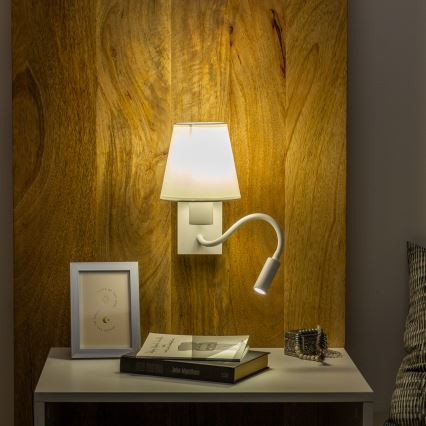 Brilagi - LED Гнучка настінна лампа NUBILA 1xE27/25W/230V + LED/3W білий