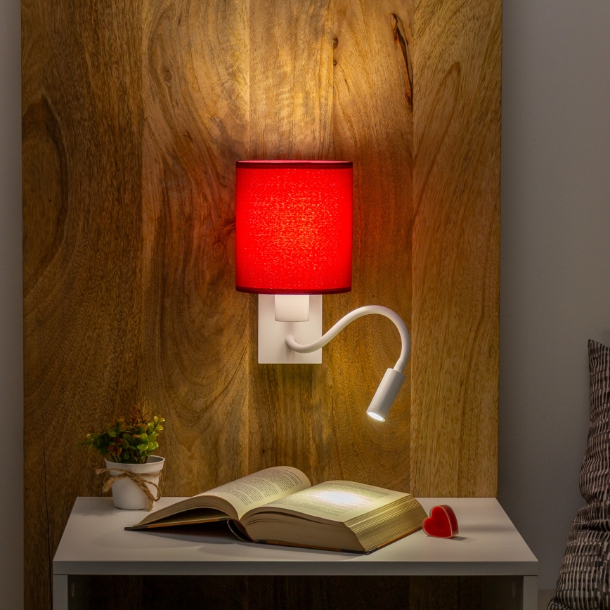Brilagi - LED Гнучка настінна лампа NUBILA 1xE27/25W/230V + LED/3W білий/помпейський червоний