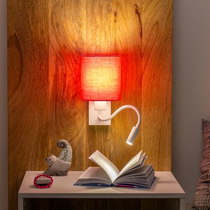 Brilagi - LED Гнучка настінна лампа NUBILA 1xE27/25W/230V + LED/3W білий/рожевий