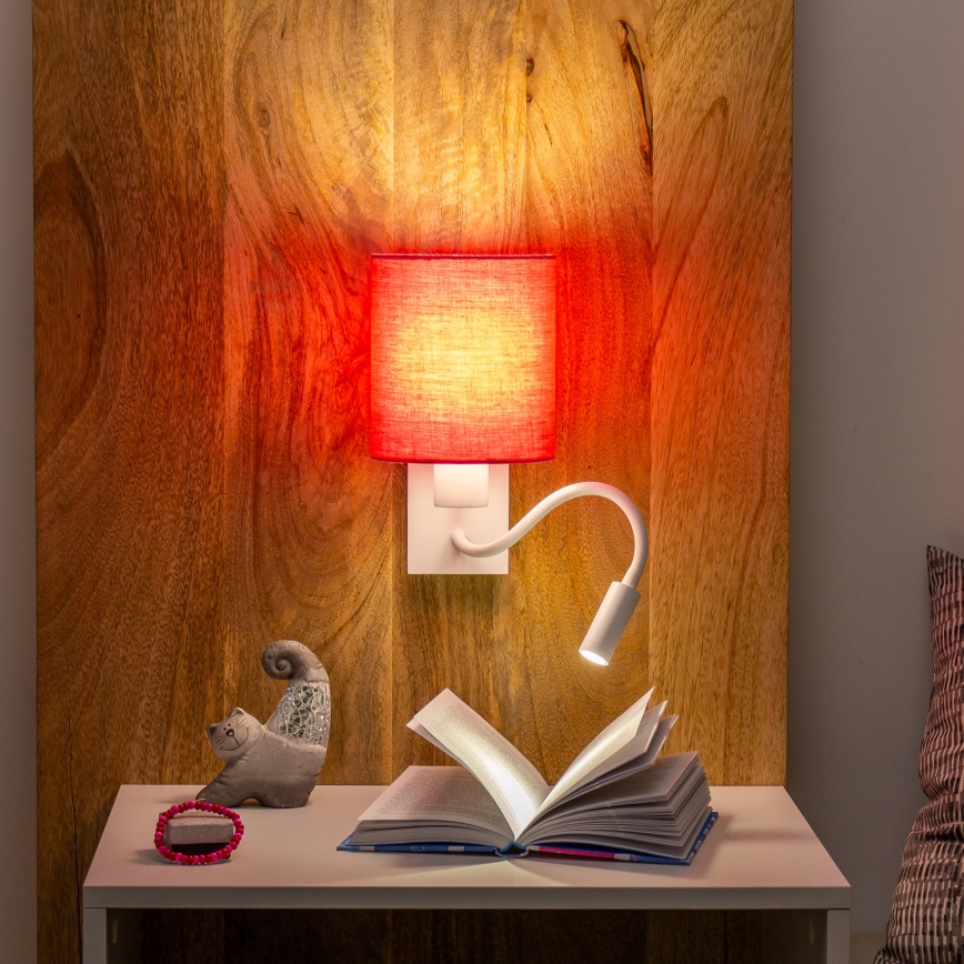 Brilagi - LED Гнучка настінна лампа NUBILA 1xE27/25W/230V + LED/3W білий/рожевий