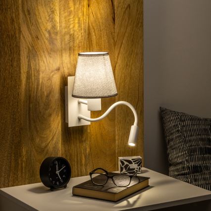Brilagi - LED Гнучка настінна лампа NUBILA 1xE27/25W/230V + LED/3W білий/сірий