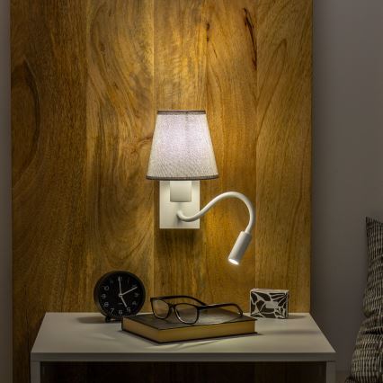 Brilagi - LED Гнучка настінна лампа NUBILA 1xE27/25W/230V + LED/3W білий/сірий