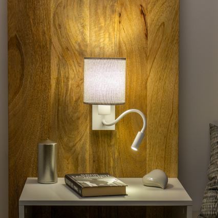 Brilagi - LED Гнучка настінна лампа NUBILA 1xE27/25W/230V + LED/3W білий/сірий