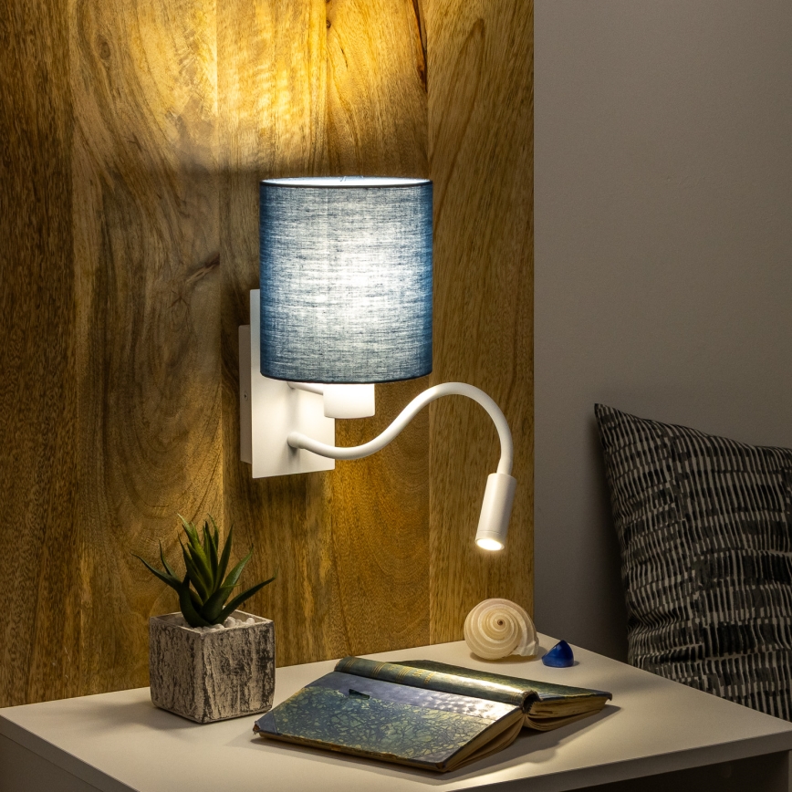 Brilagi - LED Гнучка настінна лампа NUBILA 1xE27/25W/230V + LED/3W білий/темно-синій