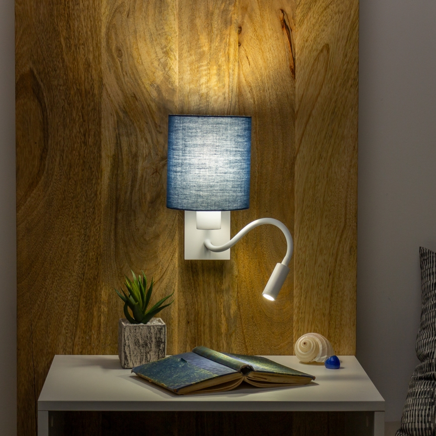 Brilagi - LED Гнучка настінна лампа NUBILA 1xE27/25W/230V + LED/3W білий/темно-синій