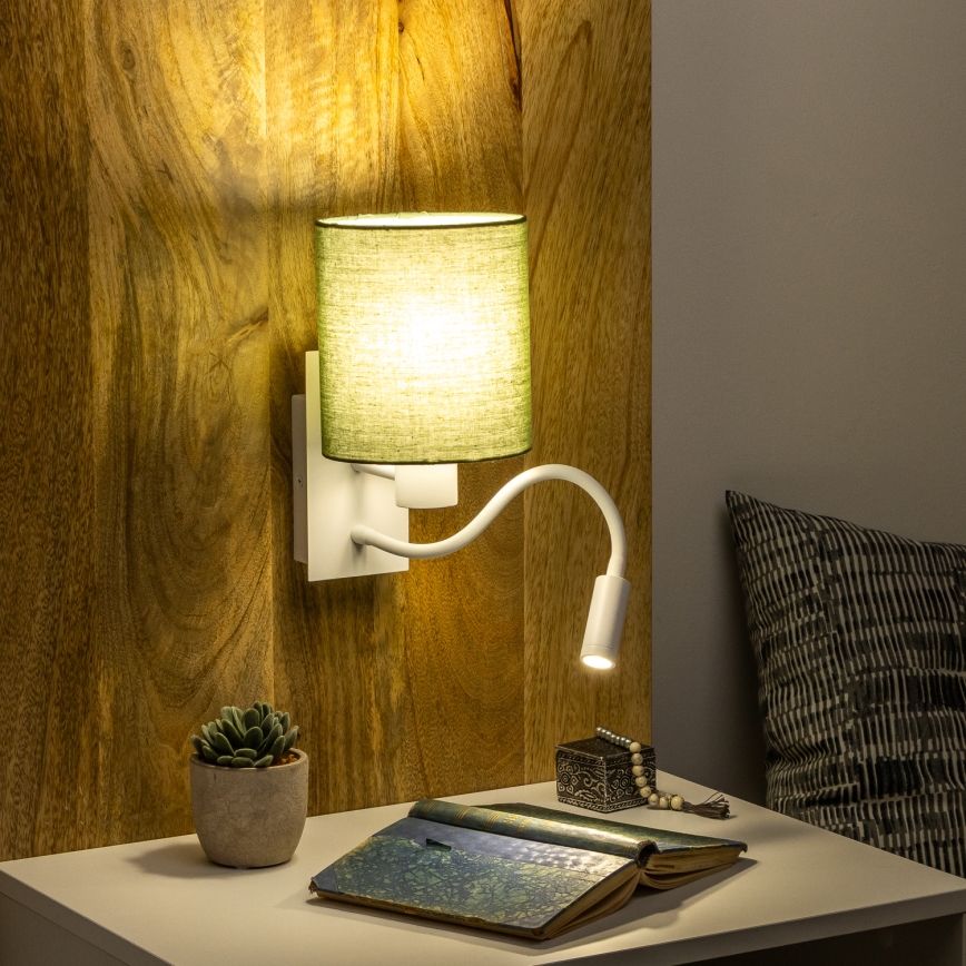 Brilagi - LED Гнучка настінна лампа NUBILA 1xE27/25W/230V + LED/3W білий/зелений