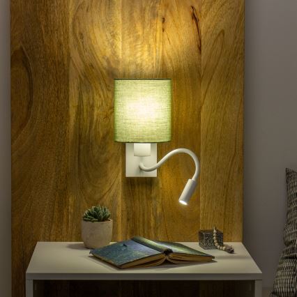 Brilagi - LED Гнучка настінна лампа NUBILA 1xE27/25W/230V + LED/3W білий/зелений
