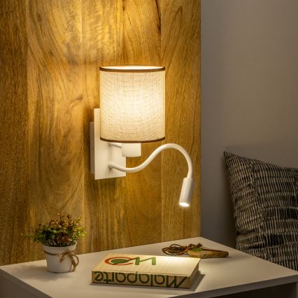 Brilagi - LED Гнучка настінна лампа NUBILA 1xE27/25W/230V + LED/3W білий/коричневий