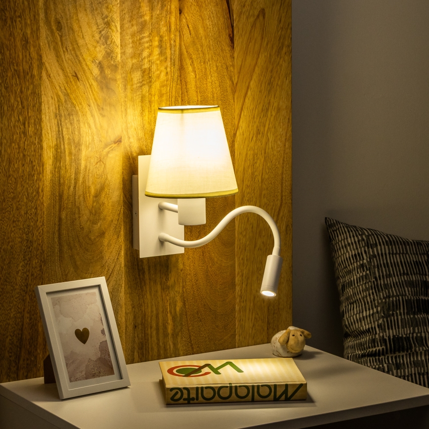 Brilagi - LED Гнучка настінна лампа NUBILA 1xE27/25W/230V + LED/3W білий/кремовий