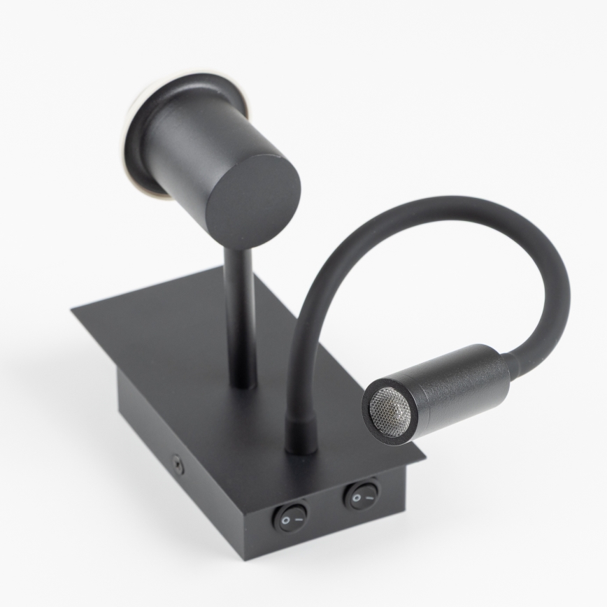 Brilagi - LED Гнучка настінна лампа NUBILA 1xE27/25W/230V + LED/3W чорний/світло-коричневий