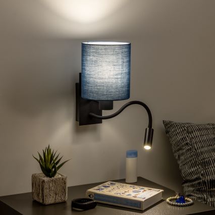 Brilagi - LED Гнучка настінна лампа NUBILA 1xE27/25W/230V + LED/3W чорний/темно-синій