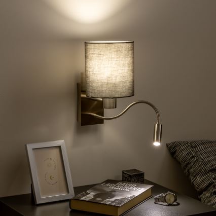 Brilagi - LED Гнучка настінна лампа NUBILA 1xE27/25W/230V + LED/3W матовий хром/антрацит