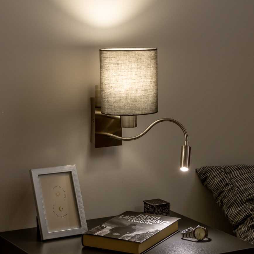Brilagi - LED Гнучка настінна лампа NUBILA 1xE27/25W/230V + LED/3W матовий хром/антрацит